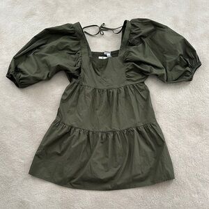 A New Day Olive Green Puff Sleeve Dress
